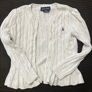 Ralph Lauren White Cable Knit Cardigan
